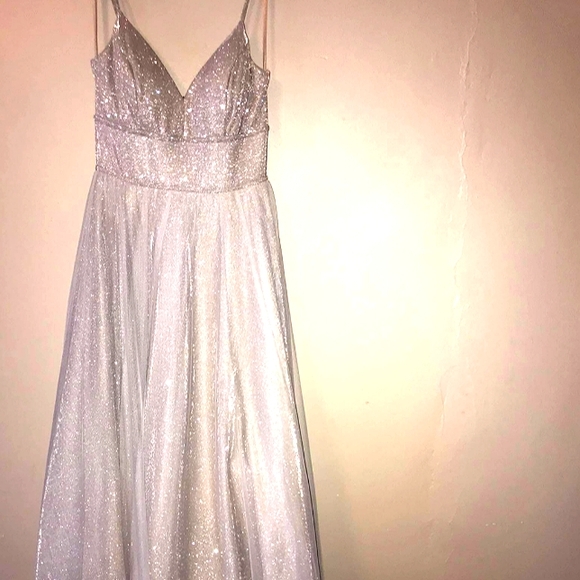 City Trianges Prom Dress, Silver - Picture 12 of 12
